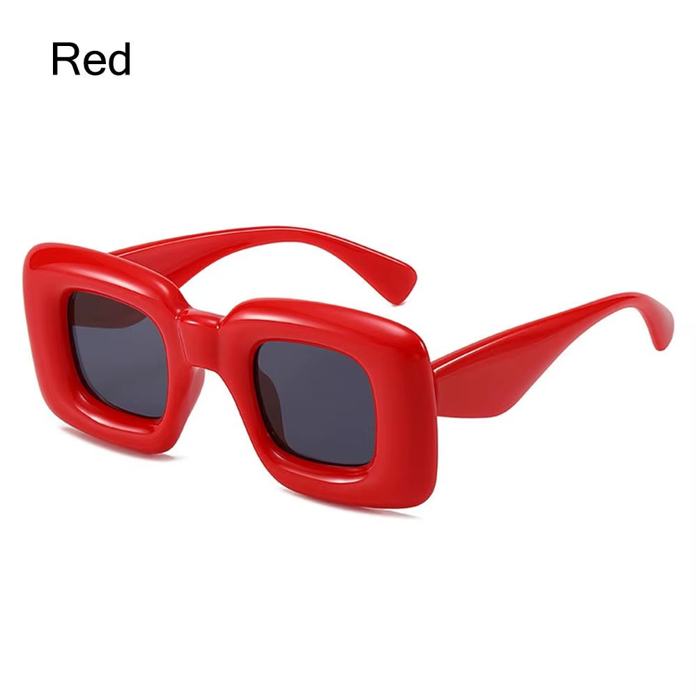 Retro Y2K Square Candy Color Women Sunglasses UV400 Inflated Frame Brand Designer Men Red Yellow Unique Sun Glasses Wide Legs