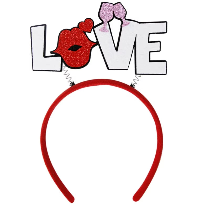 Funny Red Love Heart Arrow Boppers Headband Valentines Day Elastic Hair Hoop Hair Accessories for Holiday Festival Costume Party