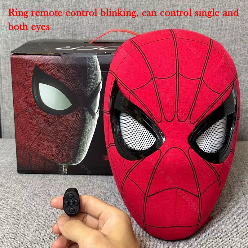 Mascara Spiderman Headgear Mask Cosplay Moving Eyes Electronic Mask Spider Man 1:1 Remote Control Elastic Toys Adults Kids Gift