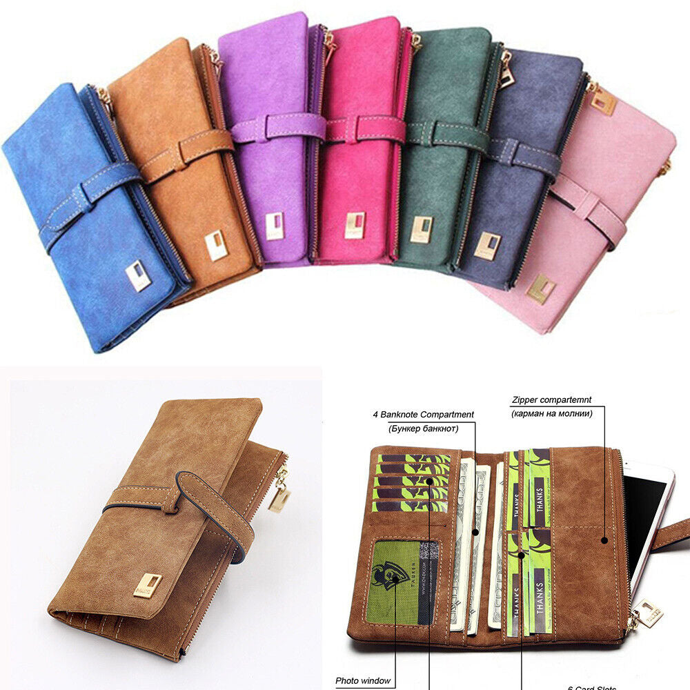 Women Long Wallet Clutch Leather Card Holder Pocket Handbag Slim Purse Bag Gift