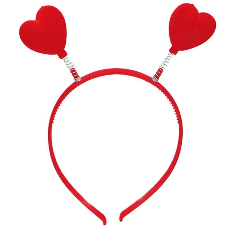 Funny Red Love Heart Arrow Boppers Headband Valentines Day Elastic Hair Hoop Hair Accessories for Holiday Festival Costume Party