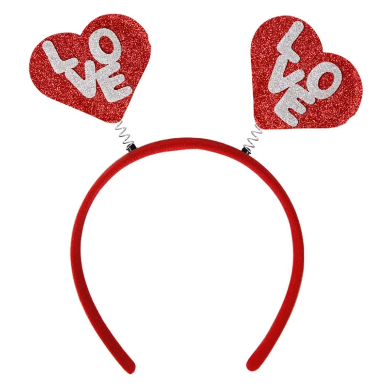 Funny Red Love Heart Arrow Boppers Headband Valentines Day Elastic Hair Hoop Hair Accessories for Holiday Festival Costume Party