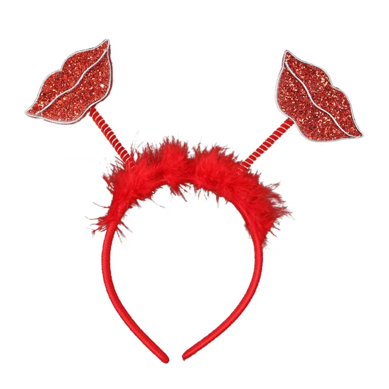 Funny Red Love Heart Arrow Boppers Headband Valentines Day Elastic Hair Hoop Hair Accessories for Holiday Festival Costume Party