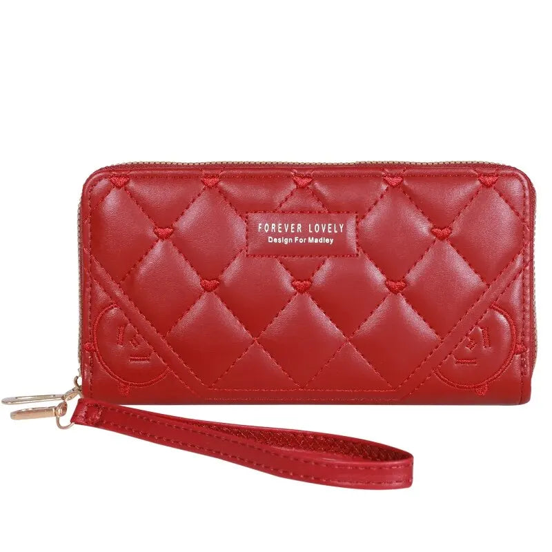 New Wallet Women'S European and American Card Bag Zipper Handbag Embroidered Mobile Phone Bag