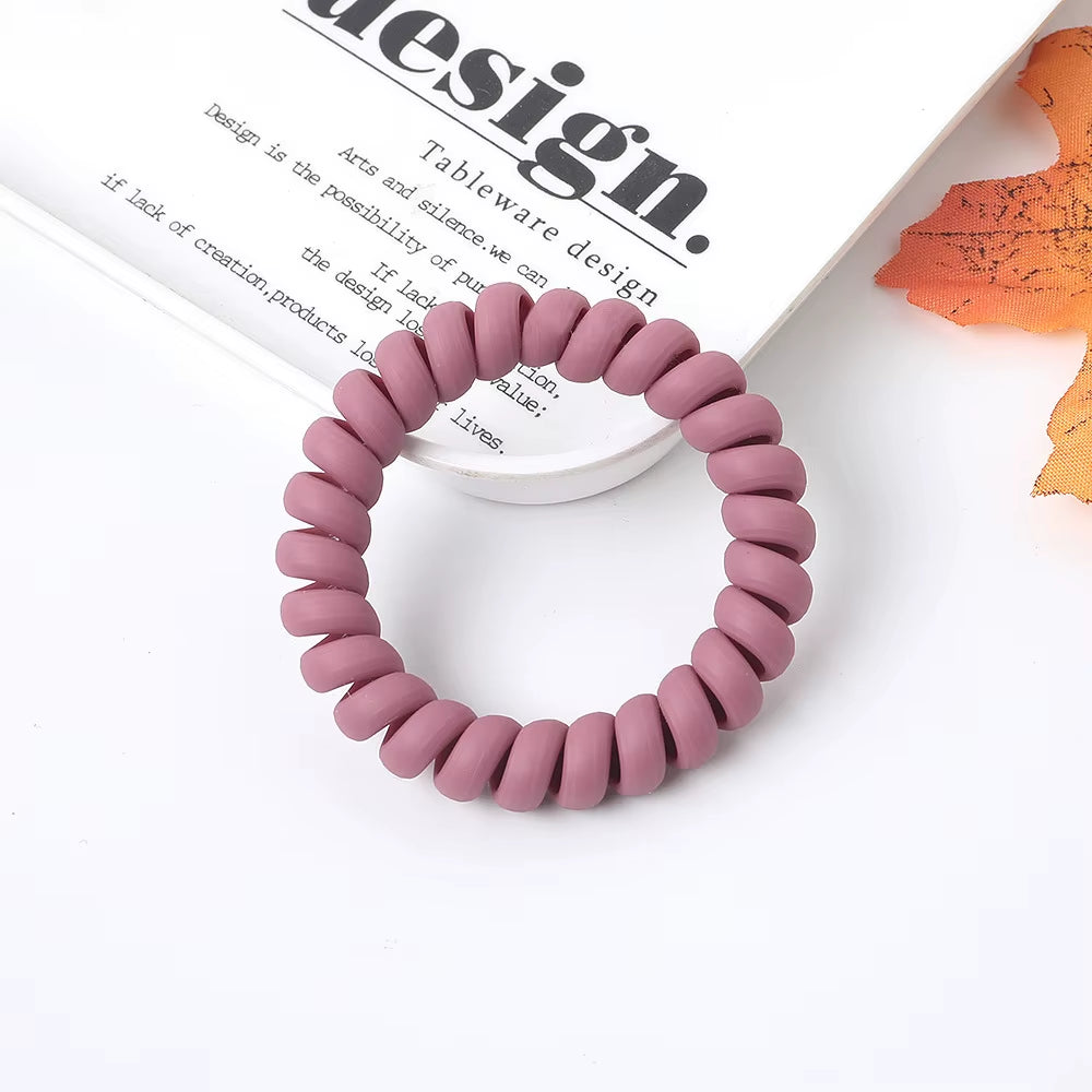 Black Spiral Hair Ties Matte Elastic Traceless Sports Hair Ties Hair Accessories for Men'S Curly Hair Long Hair Thick Hair