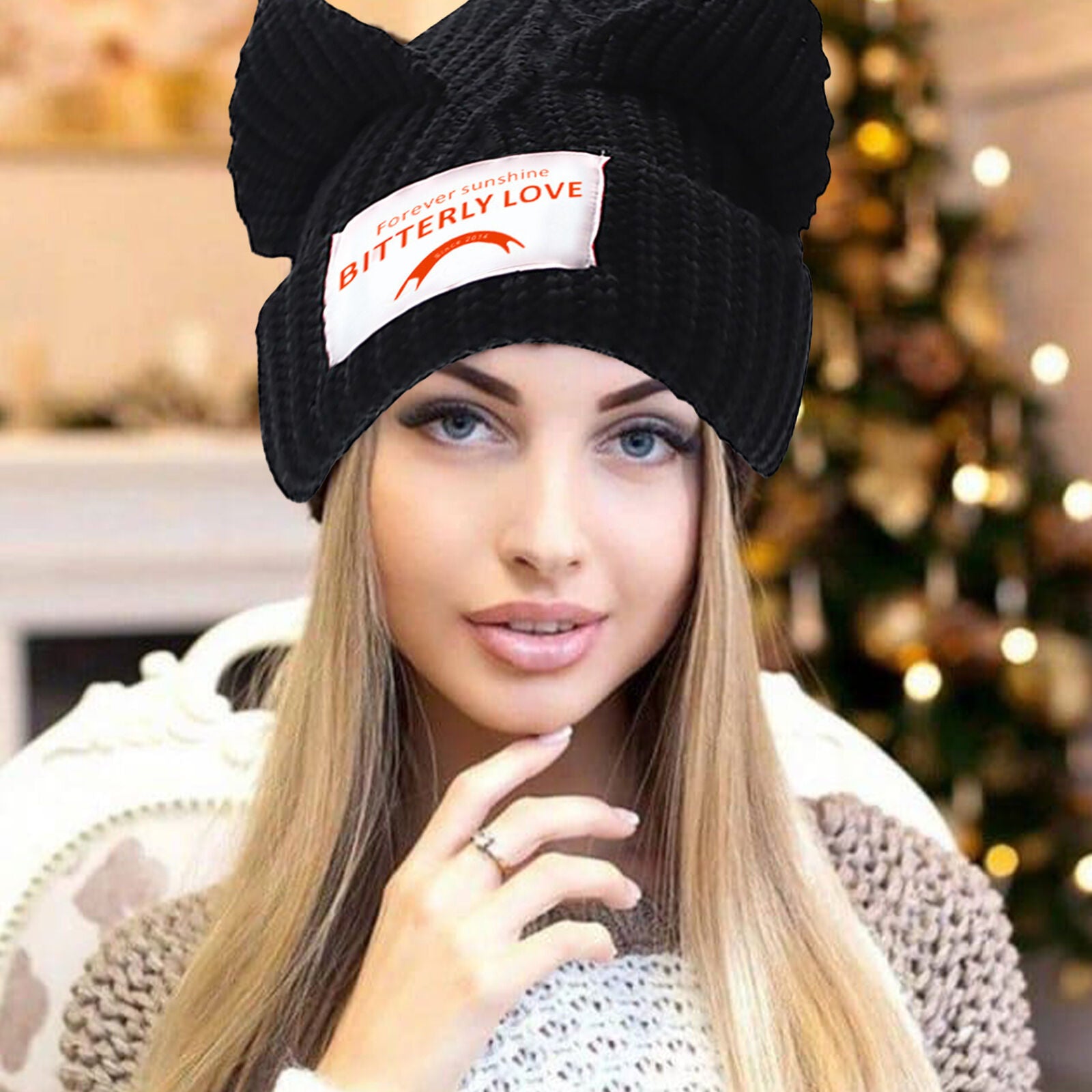 Cat Ear Beanie Hat Cute Soft Beanie Hat Winter Beanie Knitted Hat for Men Women