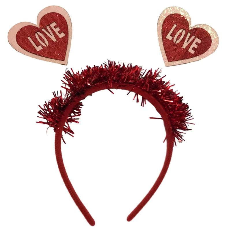 Funny Red Love Heart Arrow Boppers Headband Valentines Day Elastic Hair Hoop Hair Accessories for Holiday Festival Costume Party