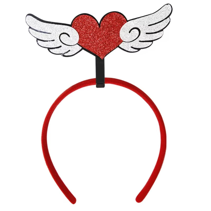 Funny Red Love Heart Arrow Boppers Headband Valentines Day Elastic Hair Hoop Hair Accessories for Holiday Festival Costume Party