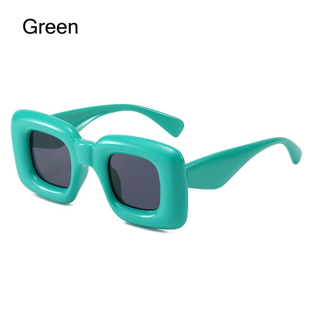 Retro Y2K Square Candy Color Women Sunglasses UV400 Inflated Frame Brand Designer Men Red Yellow Unique Sun Glasses Wide Legs