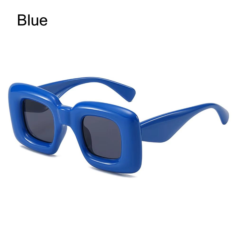 Retro Y2K Square Candy Color Women Sunglasses UV400 Inflated Frame Brand Designer Men Red Yellow Unique Sun Glasses Wide Legs