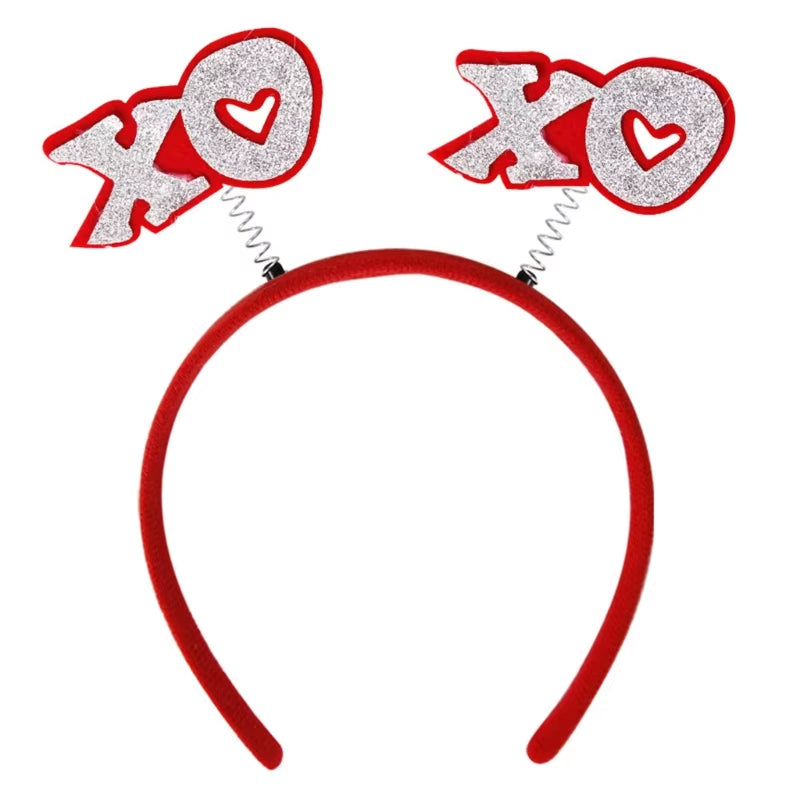 Funny Red Love Heart Arrow Boppers Headband Valentines Day Elastic Hair Hoop Hair Accessories for Holiday Festival Costume Party