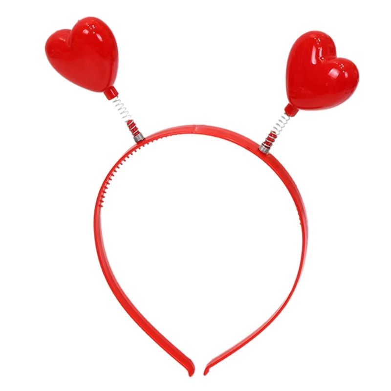 Funny Red Love Heart Arrow Boppers Headband Valentines Day Elastic Hair Hoop Hair Accessories for Holiday Festival Costume Party