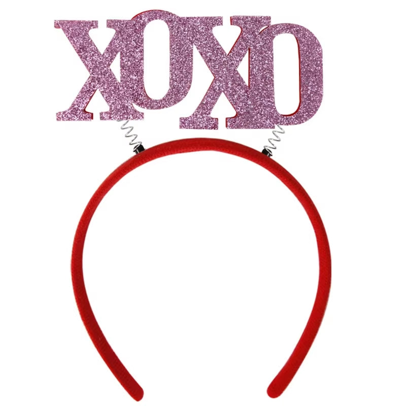 Funny Red Love Heart Arrow Boppers Headband Valentines Day Elastic Hair Hoop Hair Accessories for Holiday Festival Costume Party