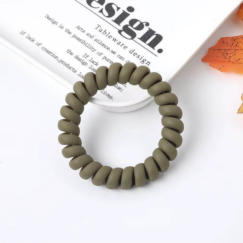 Black Spiral Hair Ties Matte Elastic Traceless Sports Hair Ties Hair Accessories for Men'S Curly Hair Long Hair Thick Hair