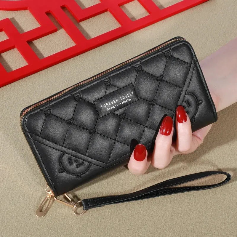 New Wallet Women'S European and American Card Bag Zipper Handbag Embroidered Mobile Phone Bag