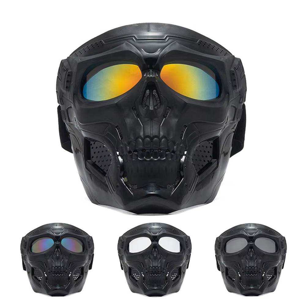 Skull Mask Motorcycle Mask Bicycle Riding Windproof Full Face Skeleton Protective Mask Colored Goggle Tactical Cycling Bike