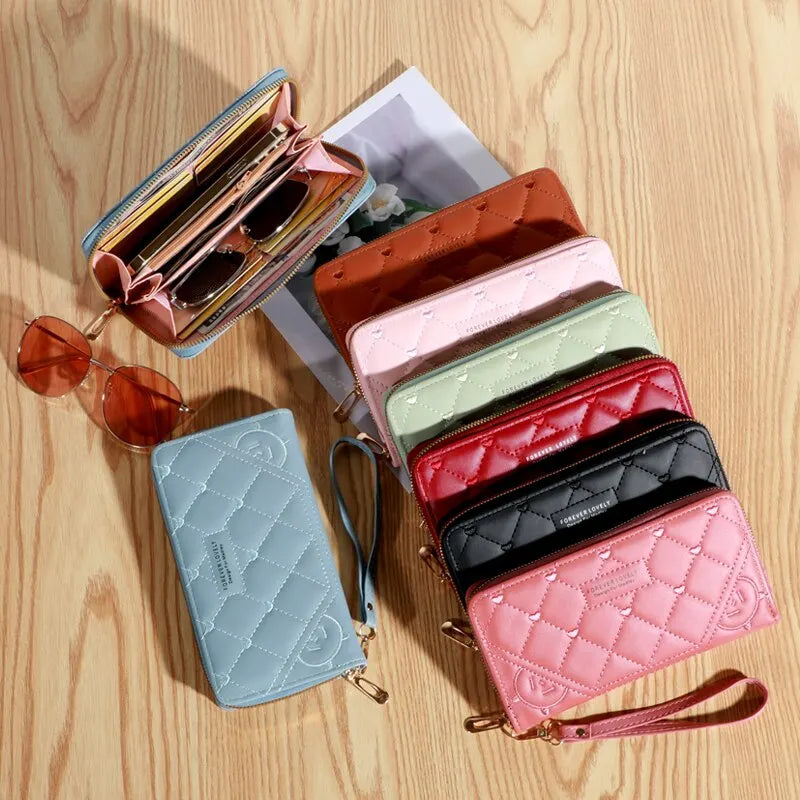 New Wallet Women'S European and American Card Bag Zipper Handbag Embroidered Mobile Phone Bag