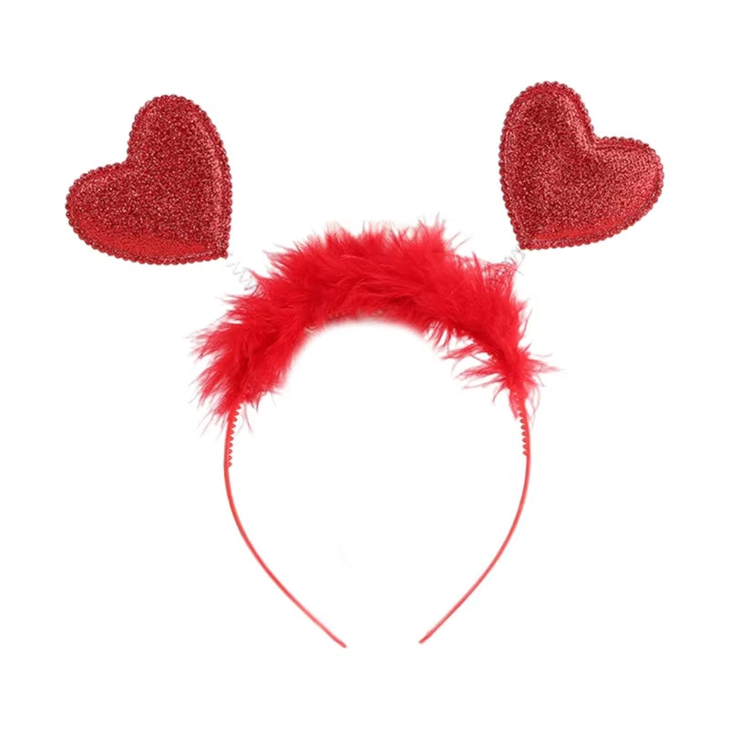 Funny Red Love Heart Arrow Boppers Headband Valentines Day Elastic Hair Hoop Hair Accessories for Holiday Festival Costume Party