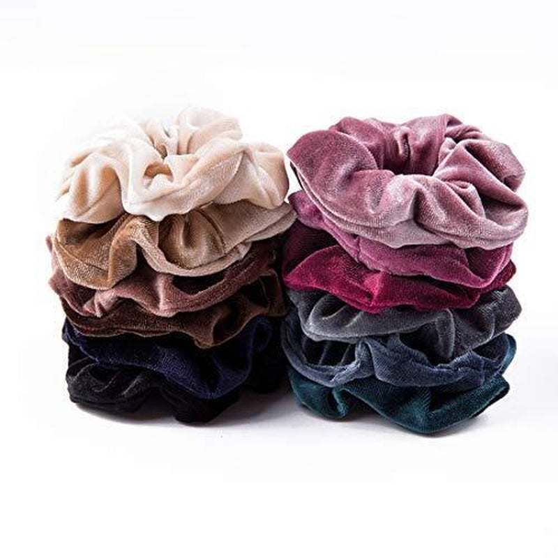 12 Pack Velvet Hair Scrunchies Hair Ties Elastic Hair Bands Ropes 12 Colors