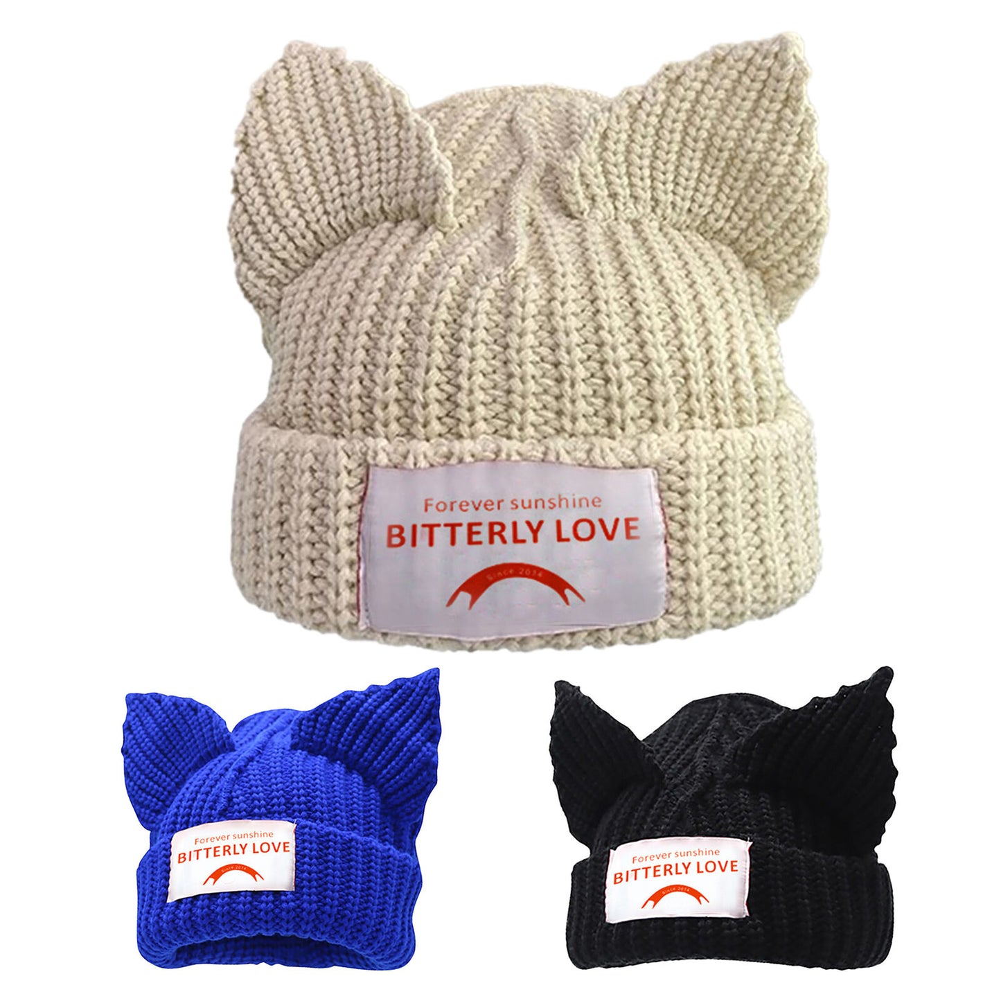 Cat Ear Beanie Hat Cute Soft Beanie Hat Winter Beanie Knitted Hat for Men Women