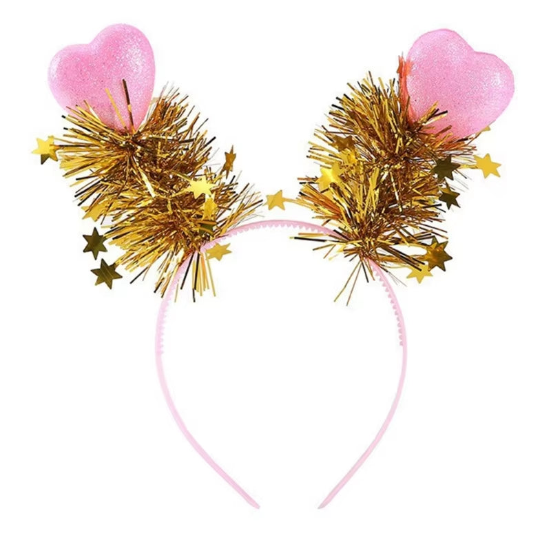 Funny Red Love Heart Arrow Boppers Headband Valentines Day Elastic Hair Hoop Hair Accessories for Holiday Festival Costume Party