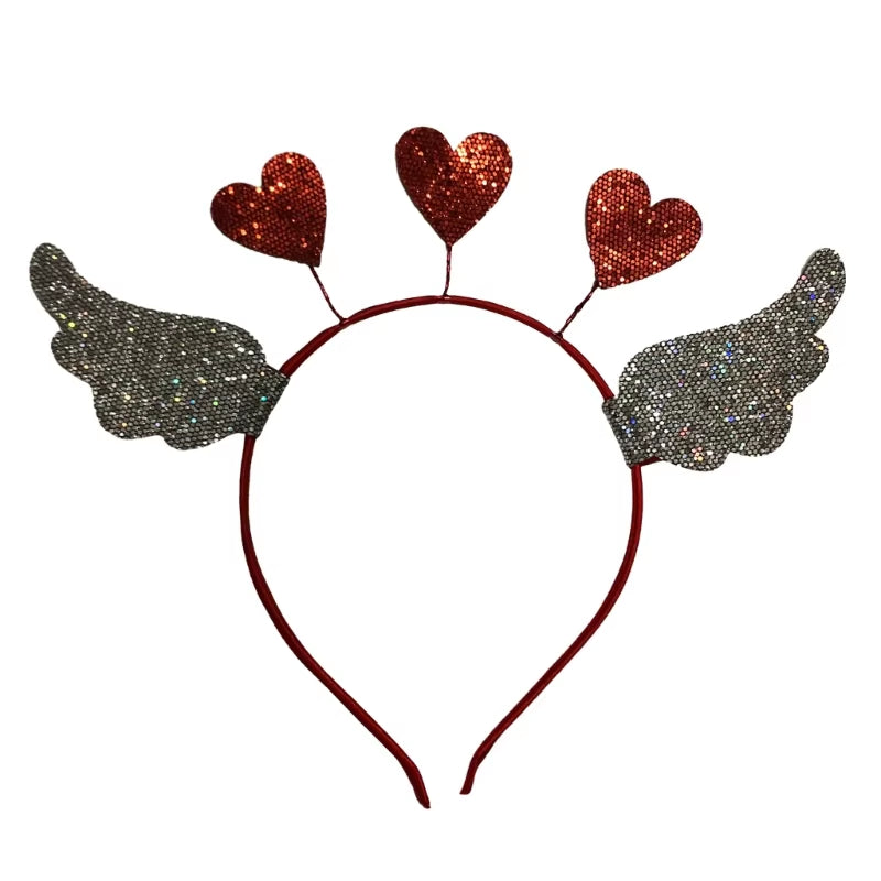 Funny Red Love Heart Arrow Boppers Headband Valentines Day Elastic Hair Hoop Hair Accessories for Holiday Festival Costume Party