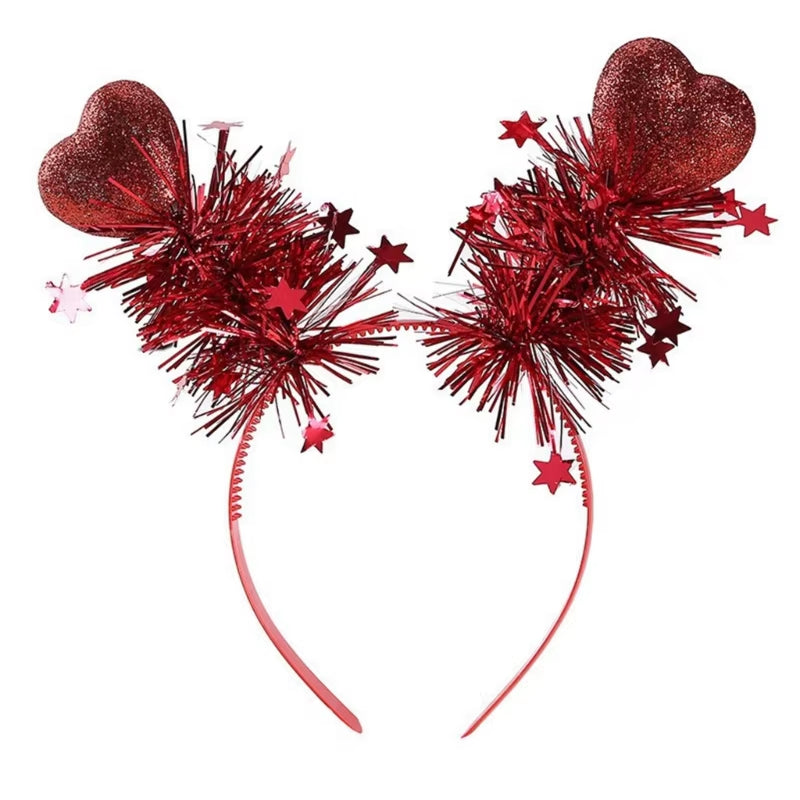 Funny Red Love Heart Arrow Boppers Headband Valentines Day Elastic Hair Hoop Hair Accessories for Holiday Festival Costume Party