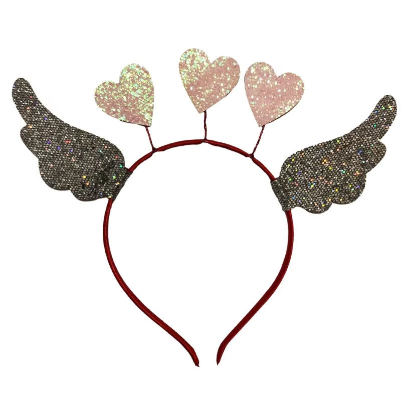 Funny Red Love Heart Arrow Boppers Headband Valentines Day Elastic Hair Hoop Hair Accessories for Holiday Festival Costume Party