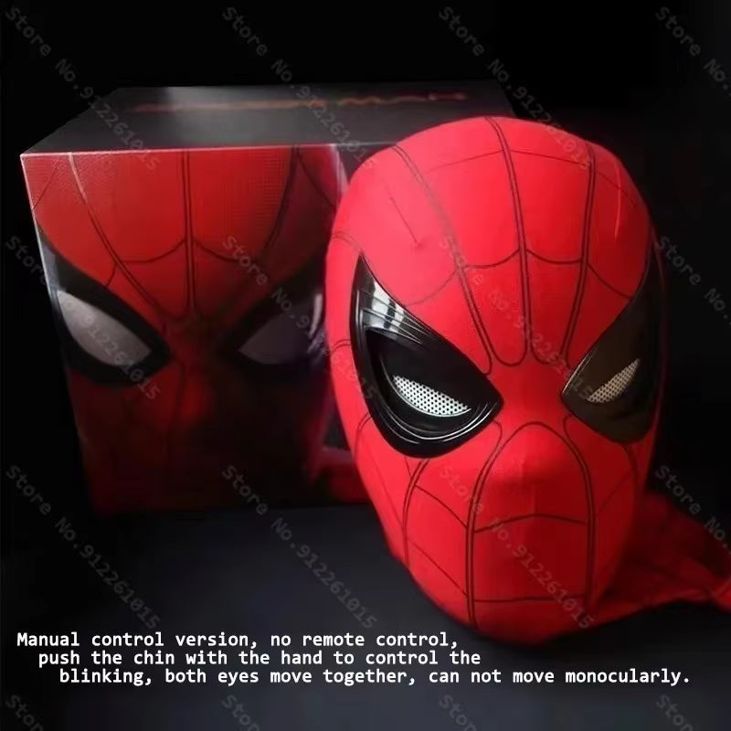 Mascara Spiderman Headgear Mask Cosplay Moving Eyes Electronic Mask Spider Man 1:1 Remote Control Elastic Toys Adults Kids Gift