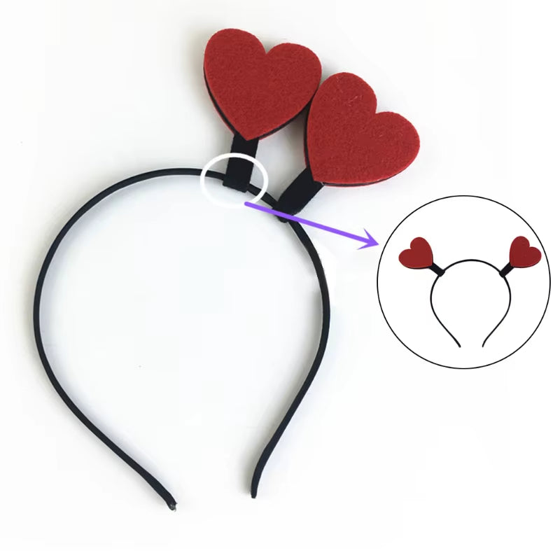 Funny Red Love Heart Arrow Boppers Headband Valentines Day Elastic Hair Hoop Hair Accessories for Holiday Festival Costume Party