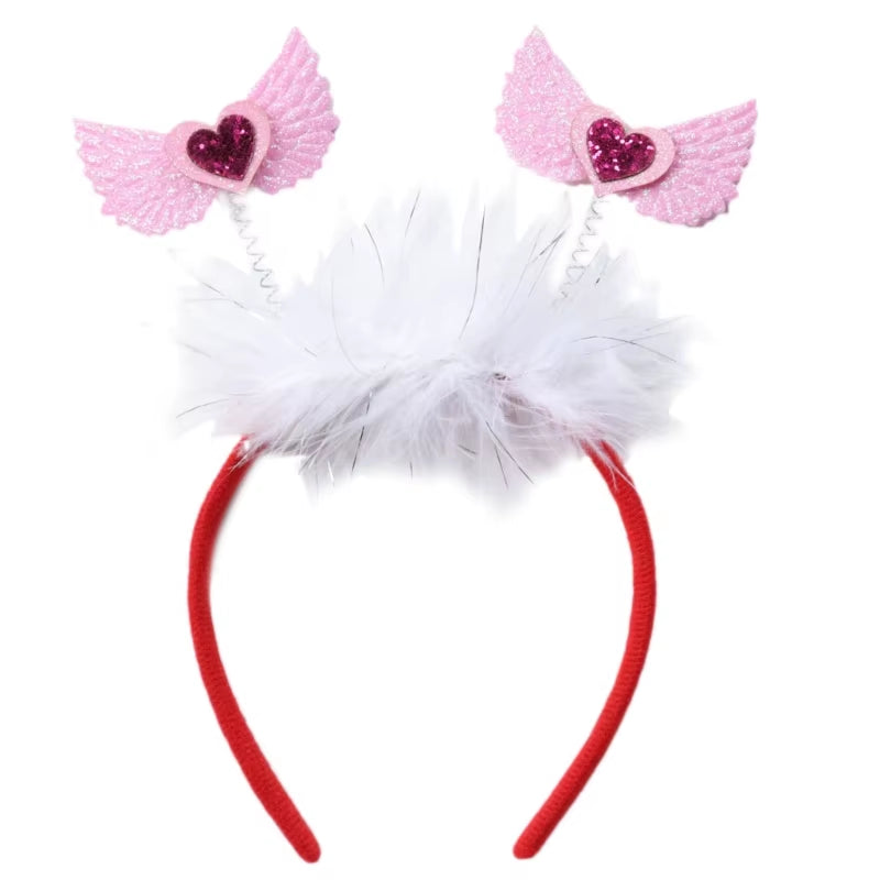 Funny Red Love Heart Arrow Boppers Headband Valentines Day Elastic Hair Hoop Hair Accessories for Holiday Festival Costume Party