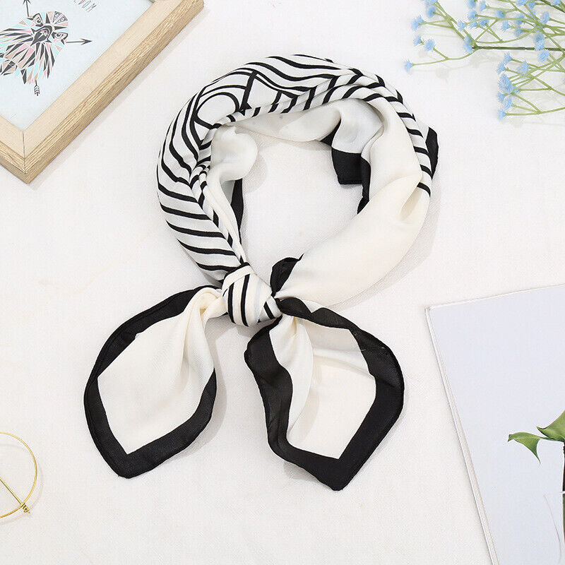 Women Elegant 27In Square Silk Feel Satin Scarf Head Neck Hair Tie Durag Wrap