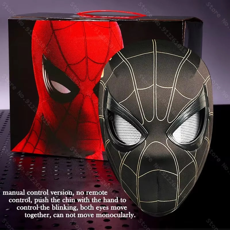 Mascara Spiderman Headgear Mask Cosplay Moving Eyes Electronic Mask Spider Man 1:1 Remote Control Elastic Toys Adults Kids Gift