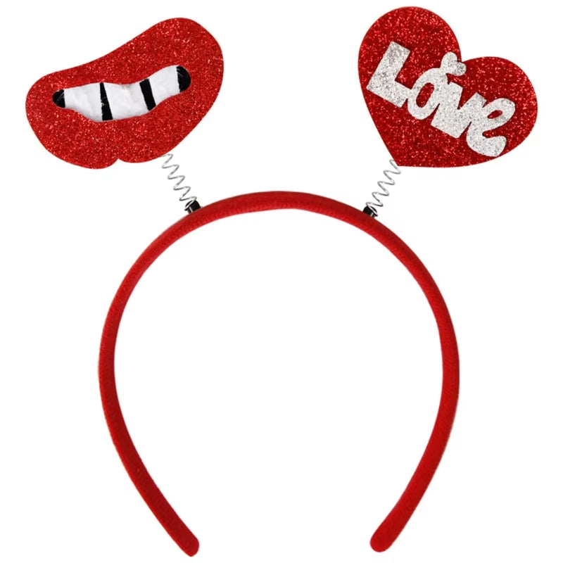 Funny Red Love Heart Arrow Boppers Headband Valentines Day Elastic Hair Hoop Hair Accessories for Holiday Festival Costume Party