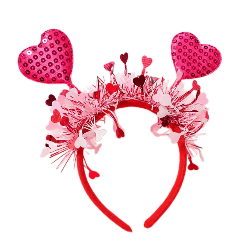 Funny Red Love Heart Arrow Boppers Headband Valentines Day Elastic Hair Hoop Hair Accessories for Holiday Festival Costume Party