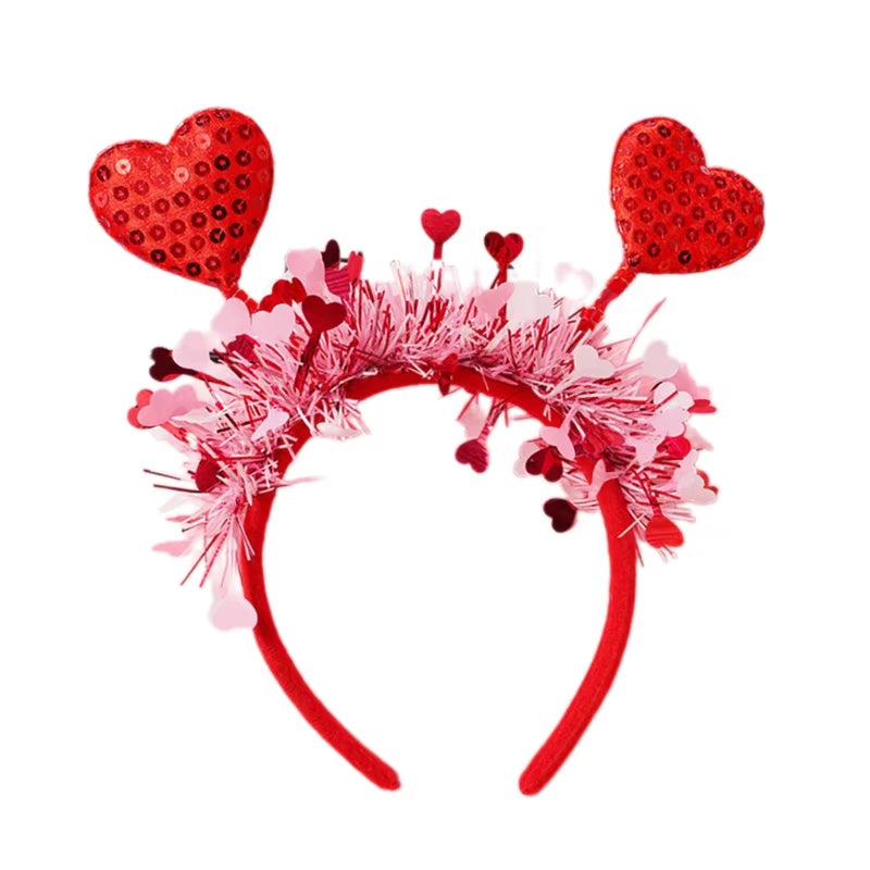 Funny Red Love Heart Arrow Boppers Headband Valentines Day Elastic Hair Hoop Hair Accessories for Holiday Festival Costume Party