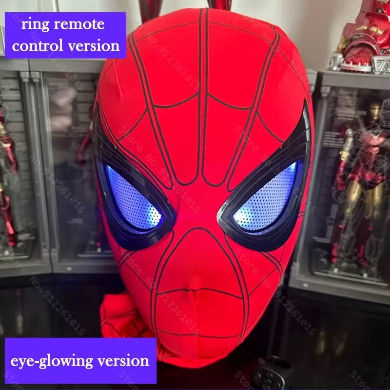 Mascara Spiderman Headgear Mask Cosplay Moving Eyes Electronic Mask Spider Man 1:1 Remote Control Elastic Toys Adults Kids Gift