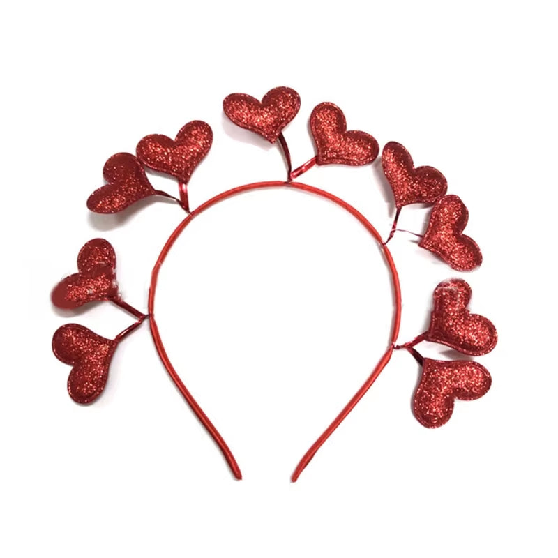 Funny Red Love Heart Arrow Boppers Headband Valentines Day Elastic Hair Hoop Hair Accessories for Holiday Festival Costume Party