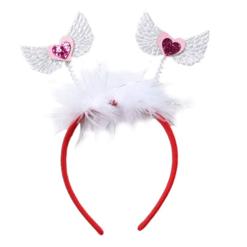 Funny Red Love Heart Arrow Boppers Headband Valentines Day Elastic Hair Hoop Hair Accessories for Holiday Festival Costume Party